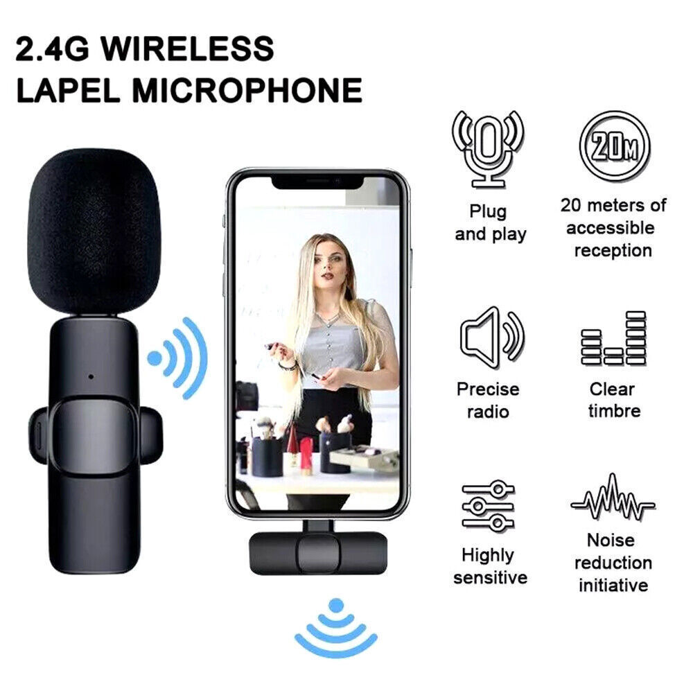 Lavalier Microphone Wireless Audio Video Recording Mini Mic For