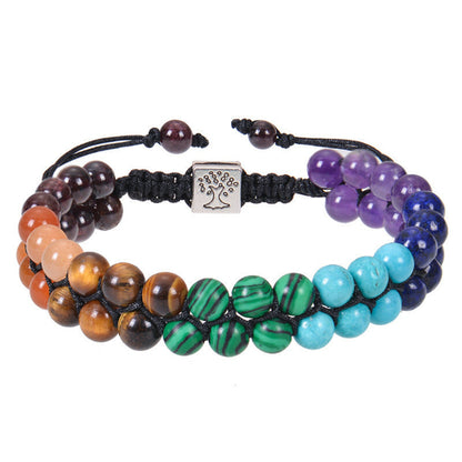 Fashion Jewelry 6mm 7 Chakra Stone Bead Yoga Meditation Bracelet