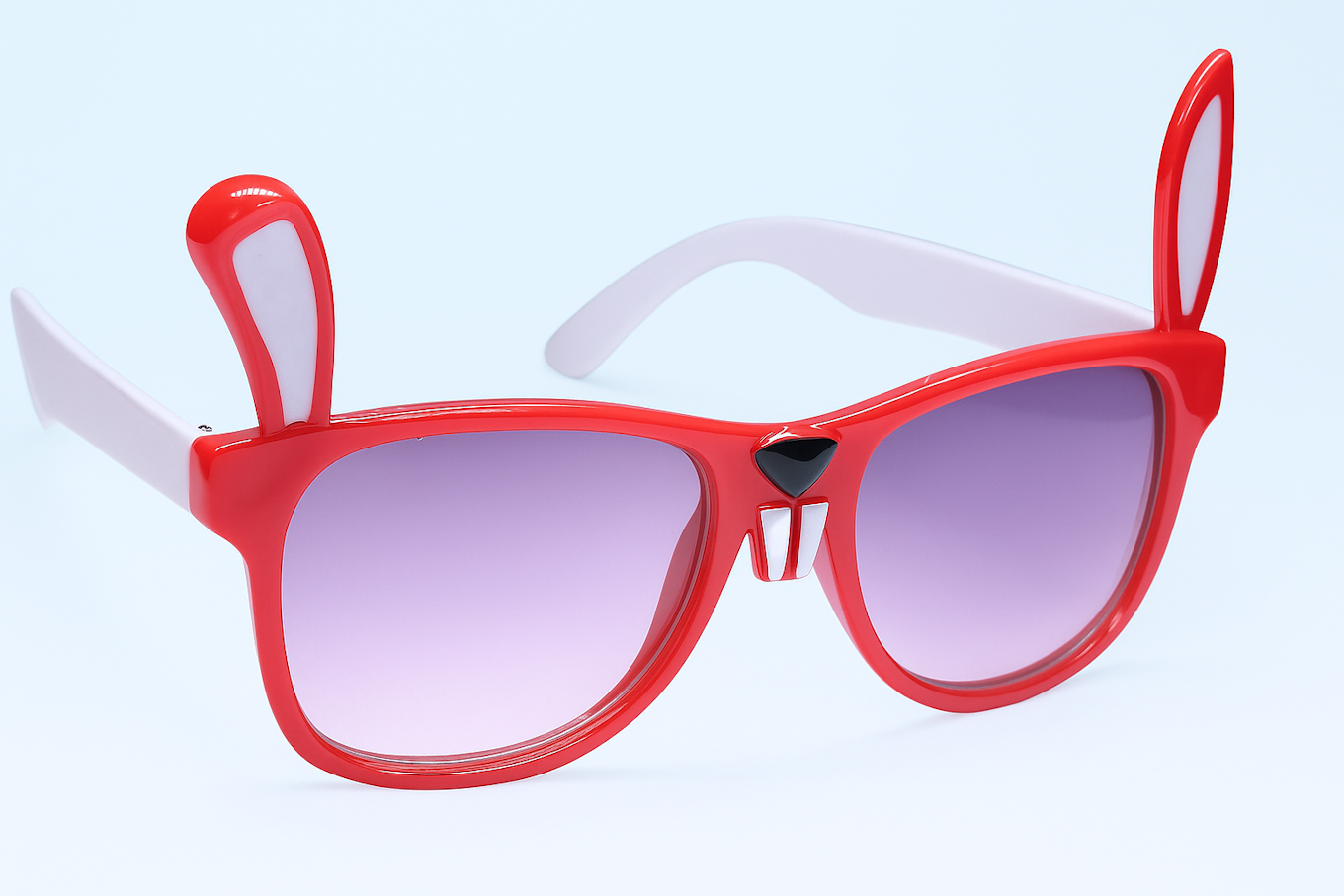 Playful Bunny-Inspired Sunglasses with Red Frame and Ears