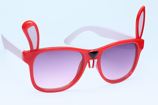 Playful Bunny-Inspired Sunglasses with Red Frame and Ears